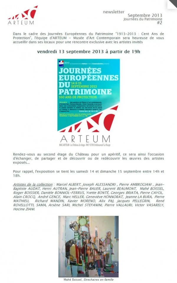 Arteum Journées Européennes du Patrimoine